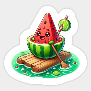 Watermelon Raft Adventure - Juicy Joyride on Citrus Waves Sticker